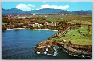 Hawaii~Aerial View Photo Of Kauai Surf Resort @ Kalapaki Beach~Vintage Postcard