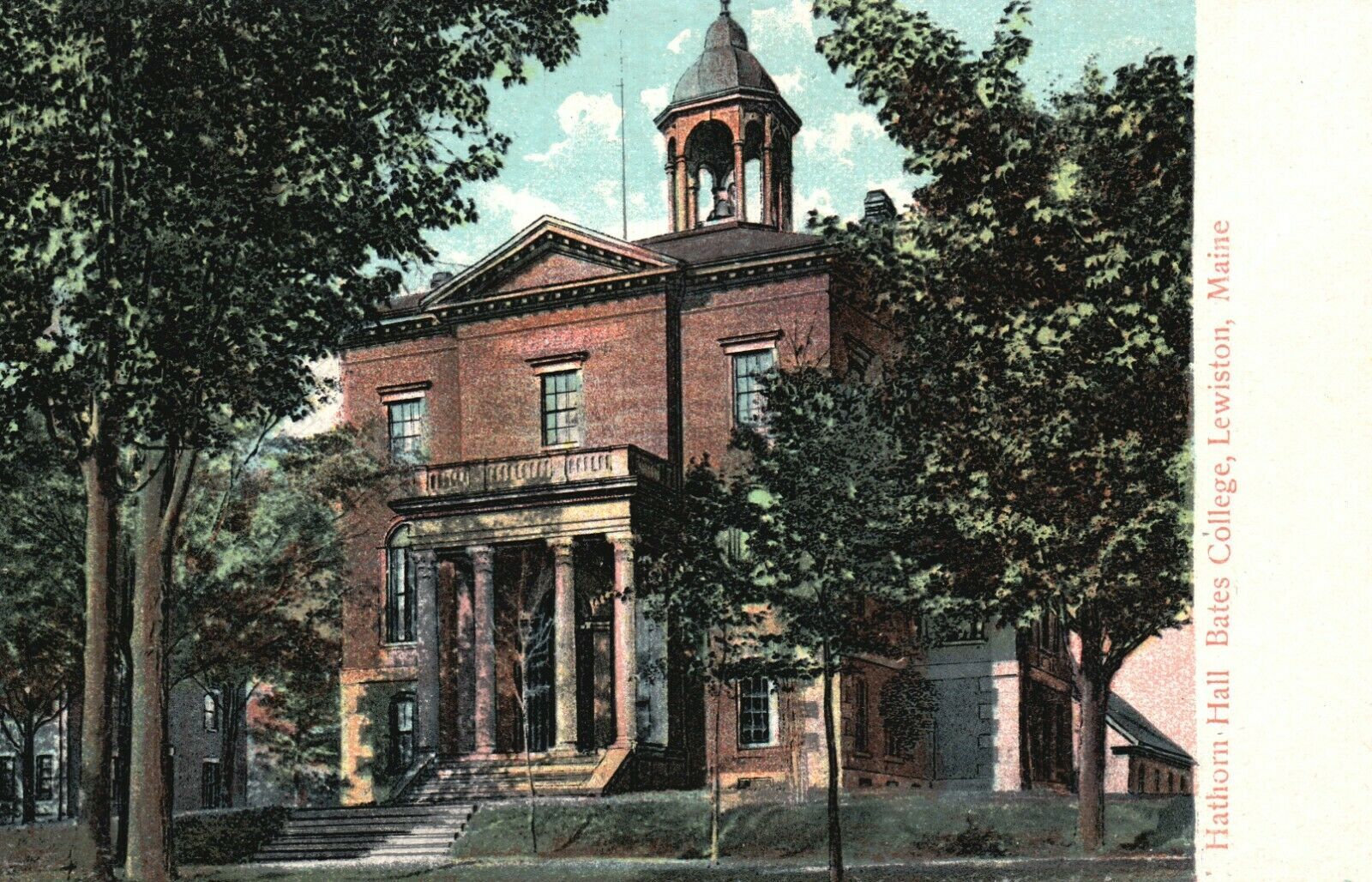 Vintage Postcard 1910s Hathorn Hall Bates College Lewiston Maine ME