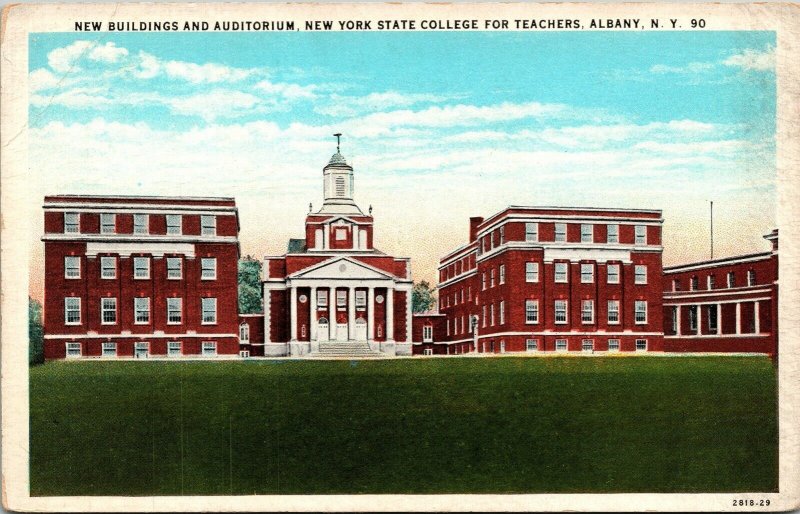 New Building Auditorium New York State College Albany NY WB Postcard VTG UNP 