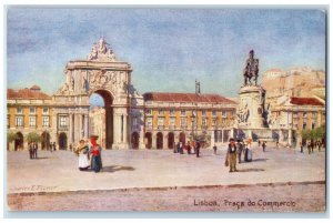 c1920's Lisboa Commerce Square Portugal RMSP Oilette Tuck Art Postcard