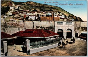 Moorish Market And Casements Gate Gibraltar Cliff Buildings Houses Postcard