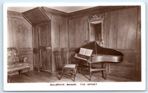 RPPC SULGRAVE MANOR, Northamptonshire England UK ~ SPINET PIANO  Postcard