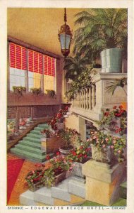 Chicago Illinois 1940s Postcard Entrance Edgewater Beach Hotel