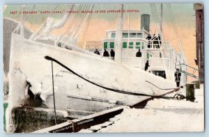 Juneau Alaska AK Postcard Steamer Santa Clara As She Appears In Winter c1910's