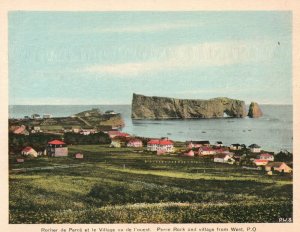 Vintage Postcard 1920's Rocher de Perce et le Village vu de Pouest Perce Rock