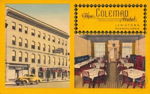 Linen Postcard The Coleman Hotel in Lewistown, Pennsylvania~126869