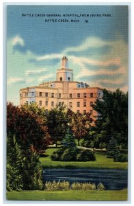 c1940s Battle Creek General Hospital From Irving Park Battle Creek MI Postcard 