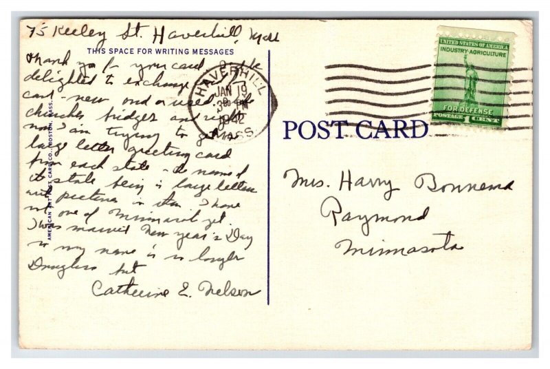 Kenoza Lake and Highway Haverhill Massachusetts MA Linen Postcard N25