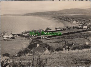 Wales Postcard - Borth, Cardiganshire, The Bay From The Hills. Posted RR20193