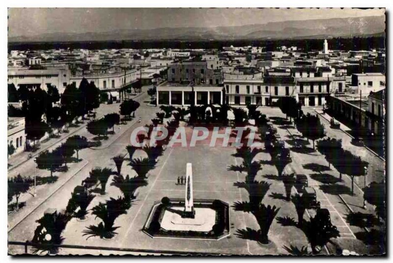 Old Postcard Morocco Oujda Place Clemenceau and view Partial