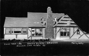 RPPC SANTA CLAUS, AZ Christmas Tree Inn Roadside Vintage Postcard 1950s Kingman