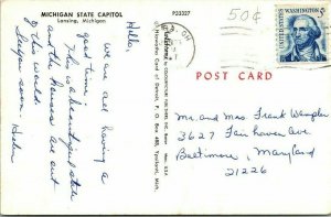 VTG Postcard Michigan State Capitol Lansing 1967 Ohio Baltimore Maryland 160