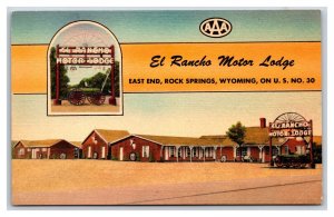 El Rancho Motor Lodge Motel Rock Springs Wyoming WY UNP Unused Linen Postcard U4