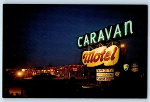 1960 Maple Shade New Jersey Vintage Postcard Caravan Motels Dover Del. Signage