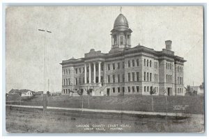 c1910 Cascade County Court House Exterior Building Great Falls Montana Postcard