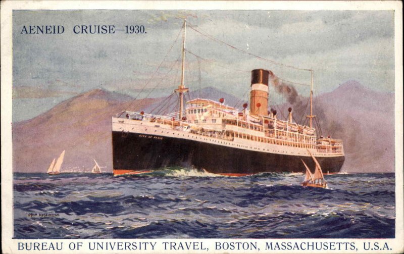 Steamship Cruise Ship Aeneid 1930 Boston MA Bureau of Univ Travel Ellerman