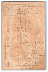 c1910's Merry Christmas Minimalist Ringing Bells Holly Berries Embossed Postcard