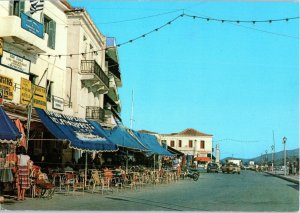 The Coastal Avenue Griechenland Greece Street Scene Cafes Old Cars Postcard
