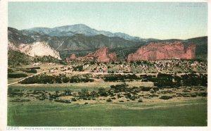 Vintage Postcard 1920s Pike's Peak & Gateway Garden of The Gods Colorado Springs