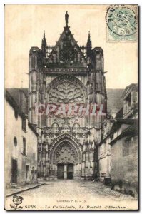 Old Postcard The Cathedral of Sens Portal abraham