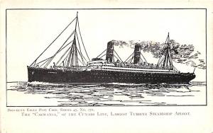 Carmania, Cunard Line, Largest Turbine Steamship Afloat Ship Unused 