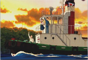 Studio Ghibli Men Woman Boat Ship Ocean Sea Postcard BS.29