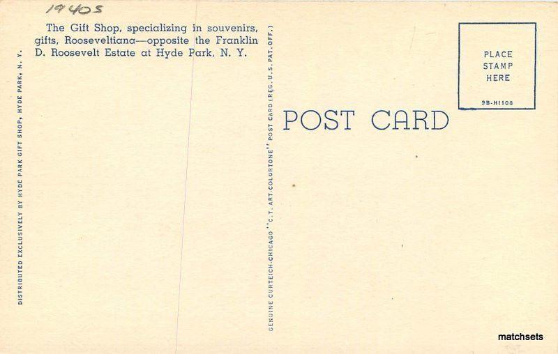 1940s Gift Shop HYDE PARK NEW YORK Roadside TEICH Postcard 4947 