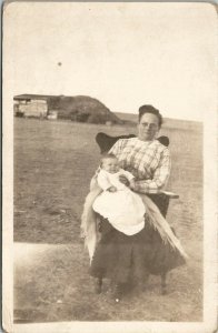 RPPC Old Grandmother and Baby in the Field  Postcard U9