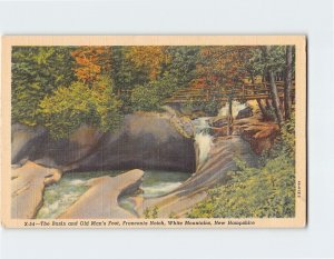 Postcard The Basin and Old Mans Foot, Franconia Notch, White Mountains, NH