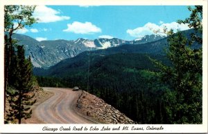 Vtg Colorado CO Chicago Creek Road to Echo Lake & Mt Evans 1950s Postcard