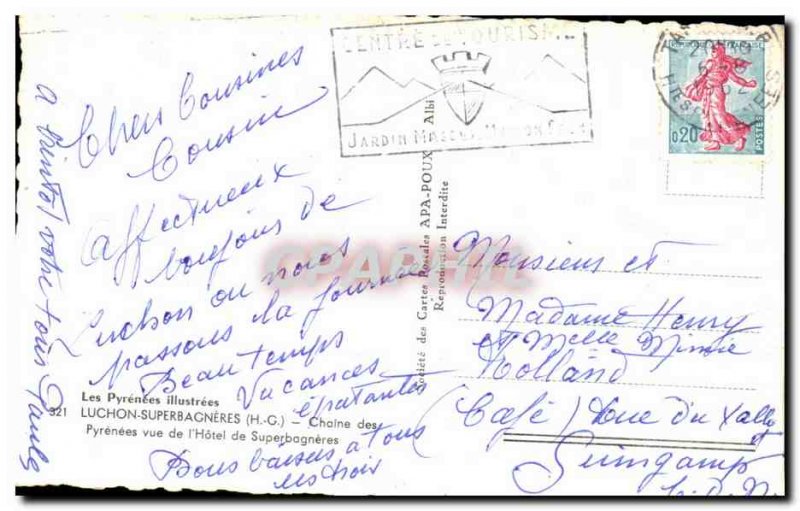 Old Postcard The Illustrated Pyrenees Luchon Superbagneres Chaine Des Pyrenee...