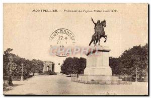 Montpellier Old Postcard Peyrou Promenade Louis XIV Statue