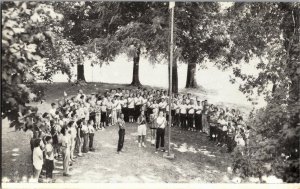 Flag Raising Ceremony at the Bingham 4-H Camp Willisburg KY Vintage Postcard T39