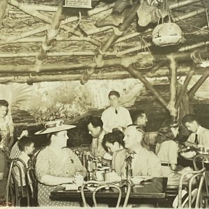 RPPC Aloha Clifton’s Pacific Seas Rain Hut Tiki Los Angeles, California Postcard