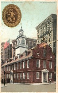 Vintage Postcard Old State House From Washington Street Boston Massachusetts MA