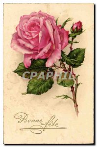 Old Postcard Bonne Fete Flowers