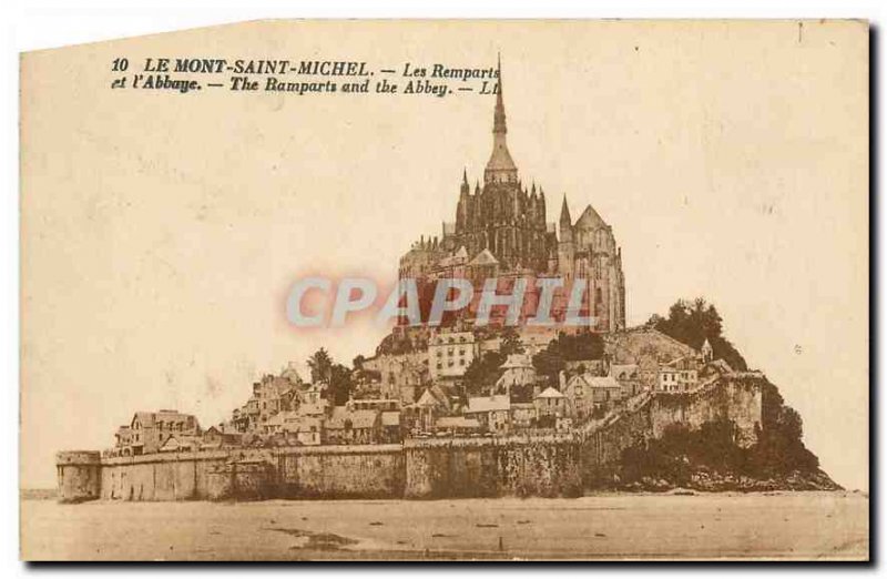 CARTE Postal Former Mont Saint Michel Abbey and the ramparts