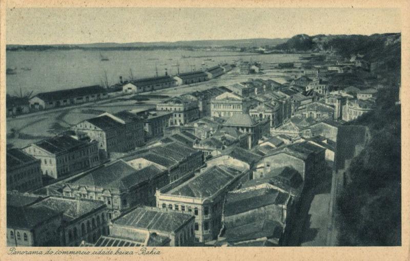 brazil SALVADOR BAHIA Commercio Cidade Baixa 1920s Catilina Postcard