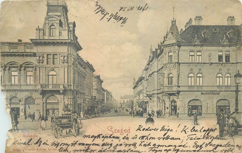 Postcard Hungary Szeged old city atmosphere vintage