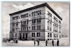 1911 Biking, Horse Carriage, Walk Scene Court House Rochester NY Postcard 