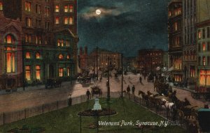 Vintage Postcard 1907 Veteran's Park at Night Scenic View Syracuse New York NY