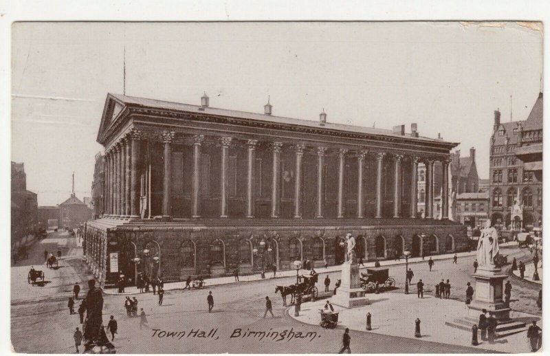 Birmingham; Town Hall PPC, 1906 PMK To Miss M Atkinson, Strangeways 