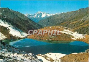 'Postcard Modern Vallee d''Aosta Cogne Lake Loie In back plane Mont Blanc'