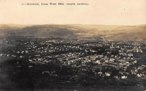 RPPC NORWICH, NY From West Hill Chenango County 1911 Antique Photo Postcard