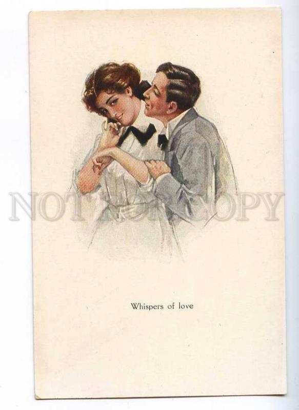 189718 Whispers of Love LOVERS by FISHER Vintage postcard