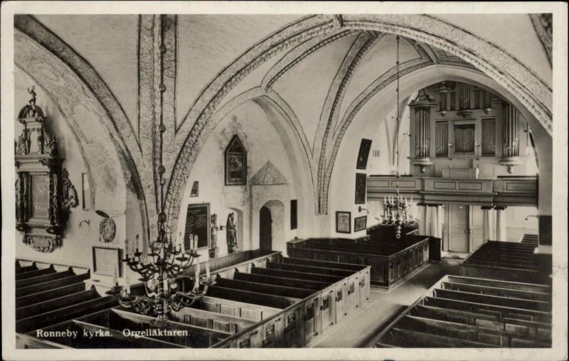 Ronneby Lyrka Sweden Orgellaktaren Church Real Photo Vintage Postcard