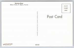 Interior~Fort Myers Florida~Drawing Room @ The Edison Home~Vintage Postcard