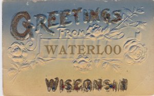 Wisconsin Greetings From Waterloo Embossed Roses