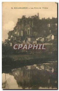 Old Postcard The Banks of Rocamadour Alzou