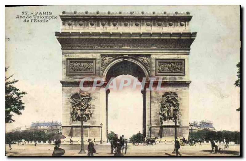 Old Postcard Paris Arc de Triomphe Etoile